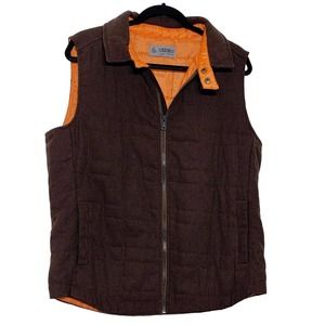 EUC Supernova Wool Blend Brown‎ and Orange Quilted Vest Size Medium